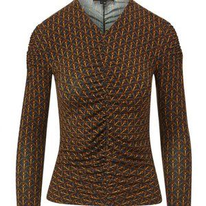 Veronica Beard Neeta Stirrup-Print Ruched Top NWT